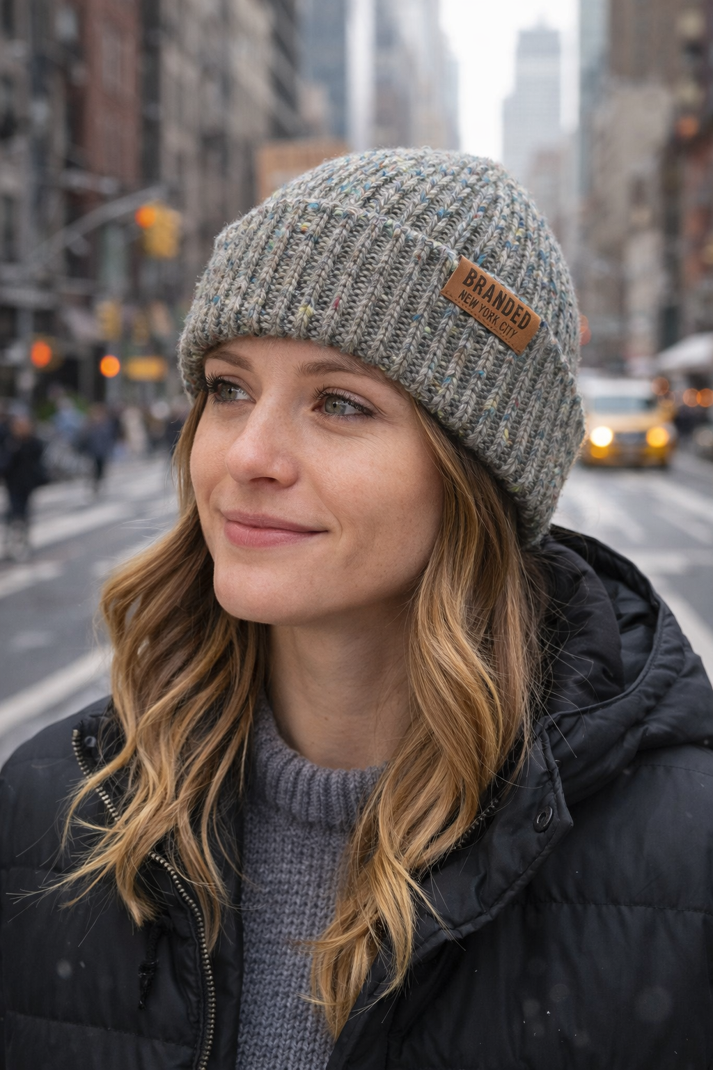 Branded Leather Tag Lighthouse Cuff Beanie