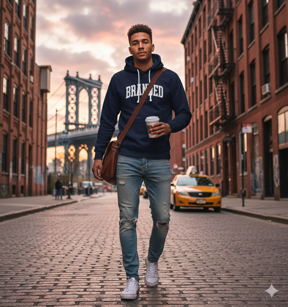 Branded Butter Washed Navy Sweatshirt