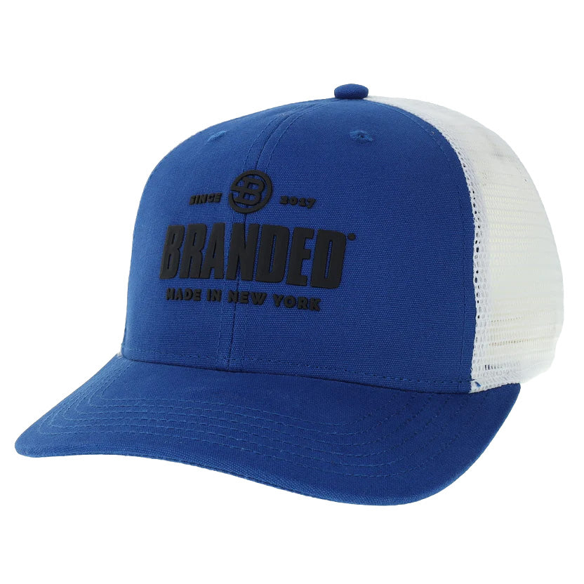 Branded 3D Logo Trucker Hat - Blue/White