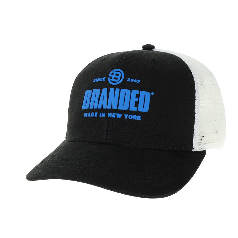 Branded Since 2017 Trucker Hat - Black/White/Blue
