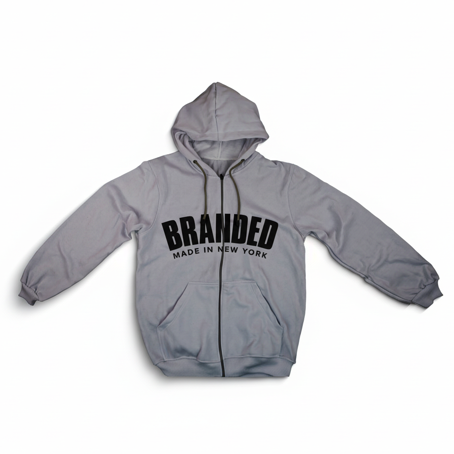 Square zip-up hoodie