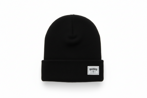 White beanie with shadow on white background